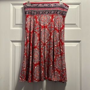 Max Studio red white and blue A-line Skirt.